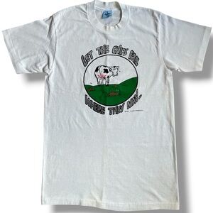 VTG 90s Funny Cow Let The Chips Fall Where They May T-Shirt M 1987 Single Stitch
